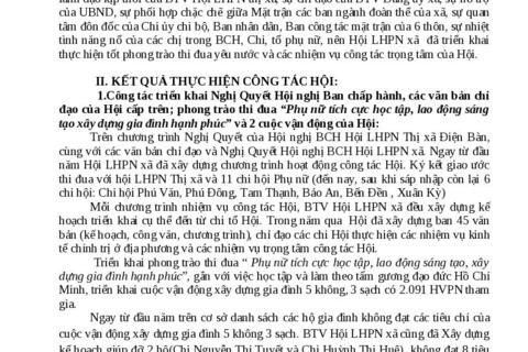 TỔNG KẾT PHONG TRÀO CÔNG TÁC HỘI PHỤ NỮ NĂM 2019